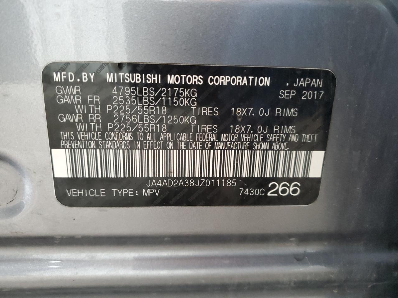 2018 Mitsubishi Outlander Es VIN: JA4AD2A38JZ011185 Lot: 85500375