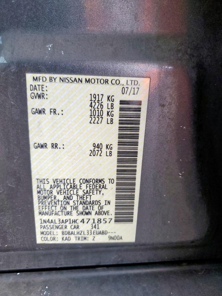 2017 Nissan Altima 2.5 VIN: 1N4AL3AP1HC471857 Lot: 85341735