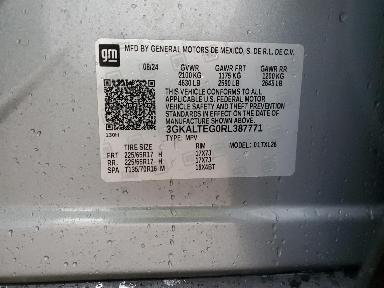 2024 GMC Terrain Sle VIN: 3GKALTEG0RL387771 Lot: 90315825