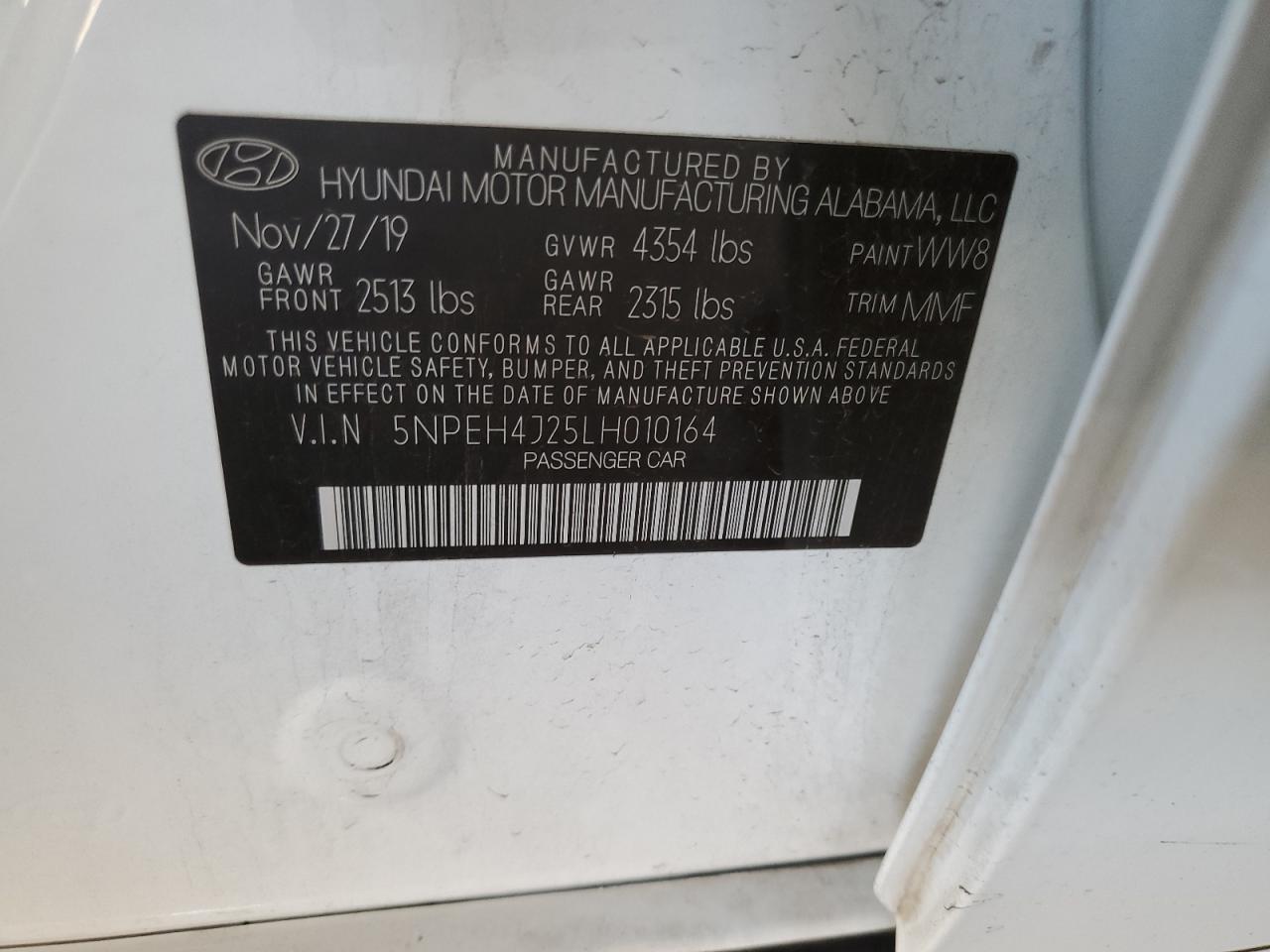 2020 Hyundai Sonata Limited VIN: 5NPEH4J25LH010164 Lot: 84383755