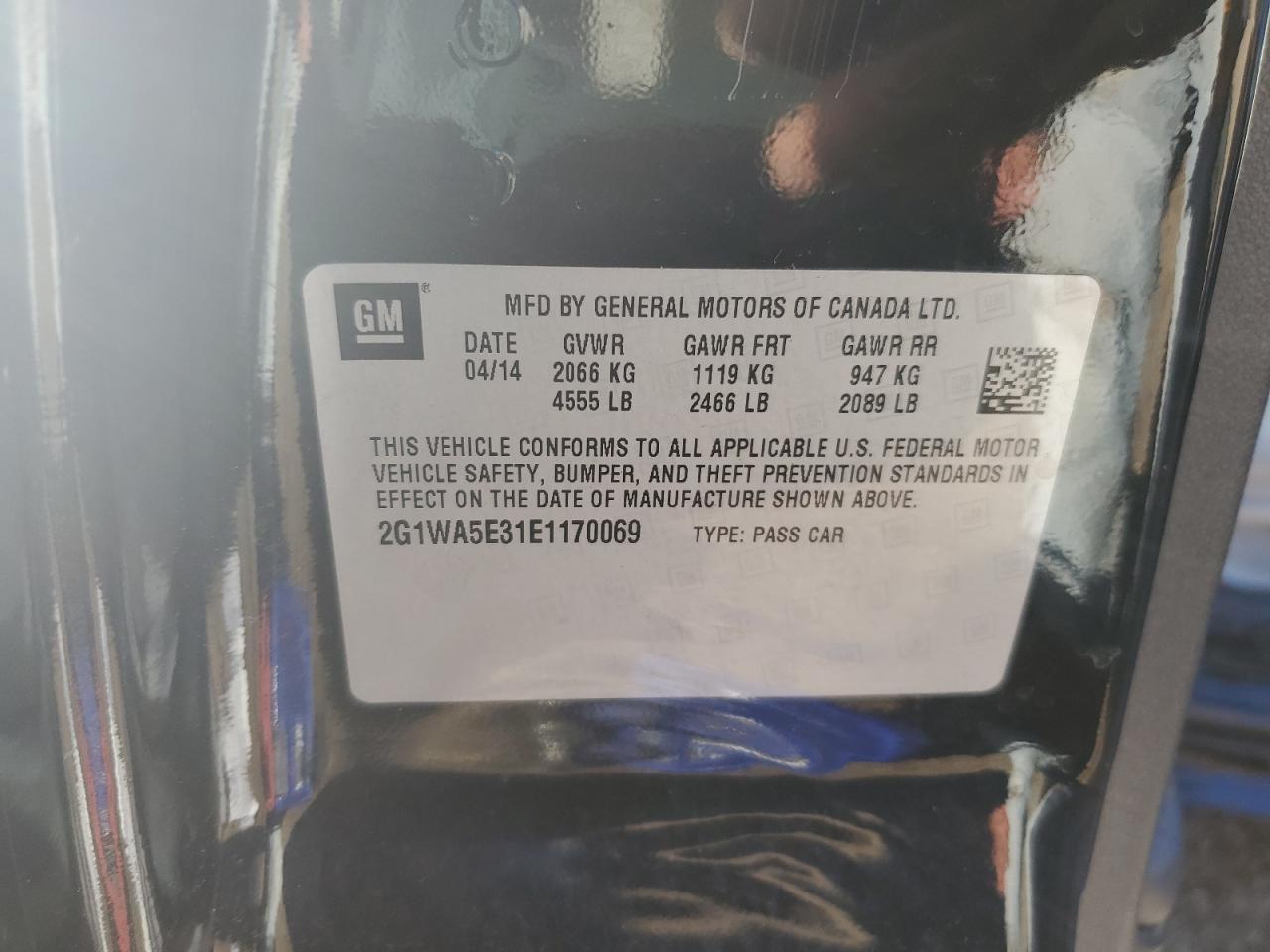 2014 Chevrolet Impala Limited Ls VIN: 2G1WA5E31E1170069 Lot: 82334245