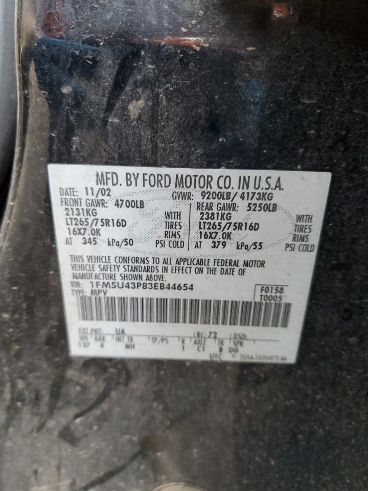 2003 Ford Excursion Limited VIN: 1FMSU43P83EB44654 Lot: 84773355