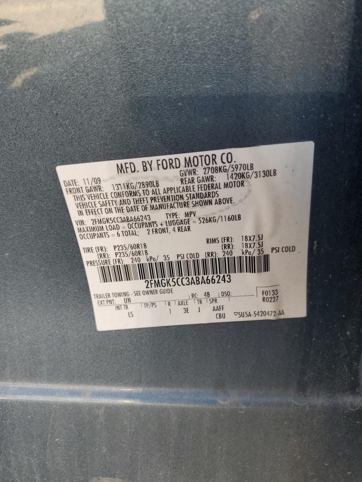 2010 Ford Flex Sel VIN: 2FMGK5CC3ABA66243 Lot: 82445175