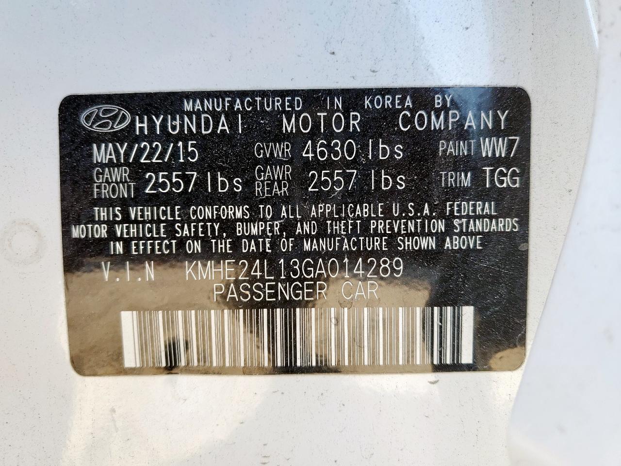 2016 Hyundai Sonata Hybrid VIN: KMHE24L13GA014289 Lot: 82439535