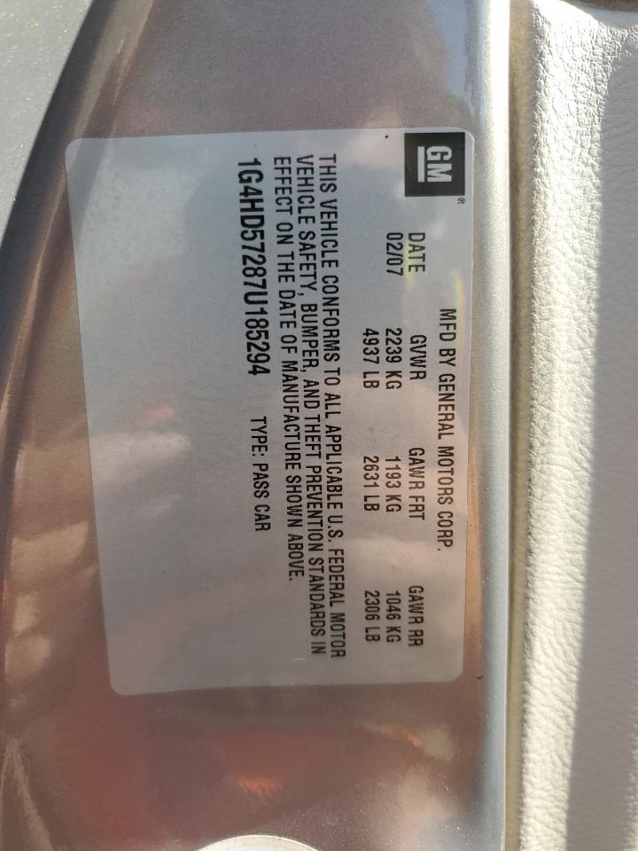 2007 Buick Lucerne Cxl VIN: 1G4HD57287U185294 Lot: 82473885