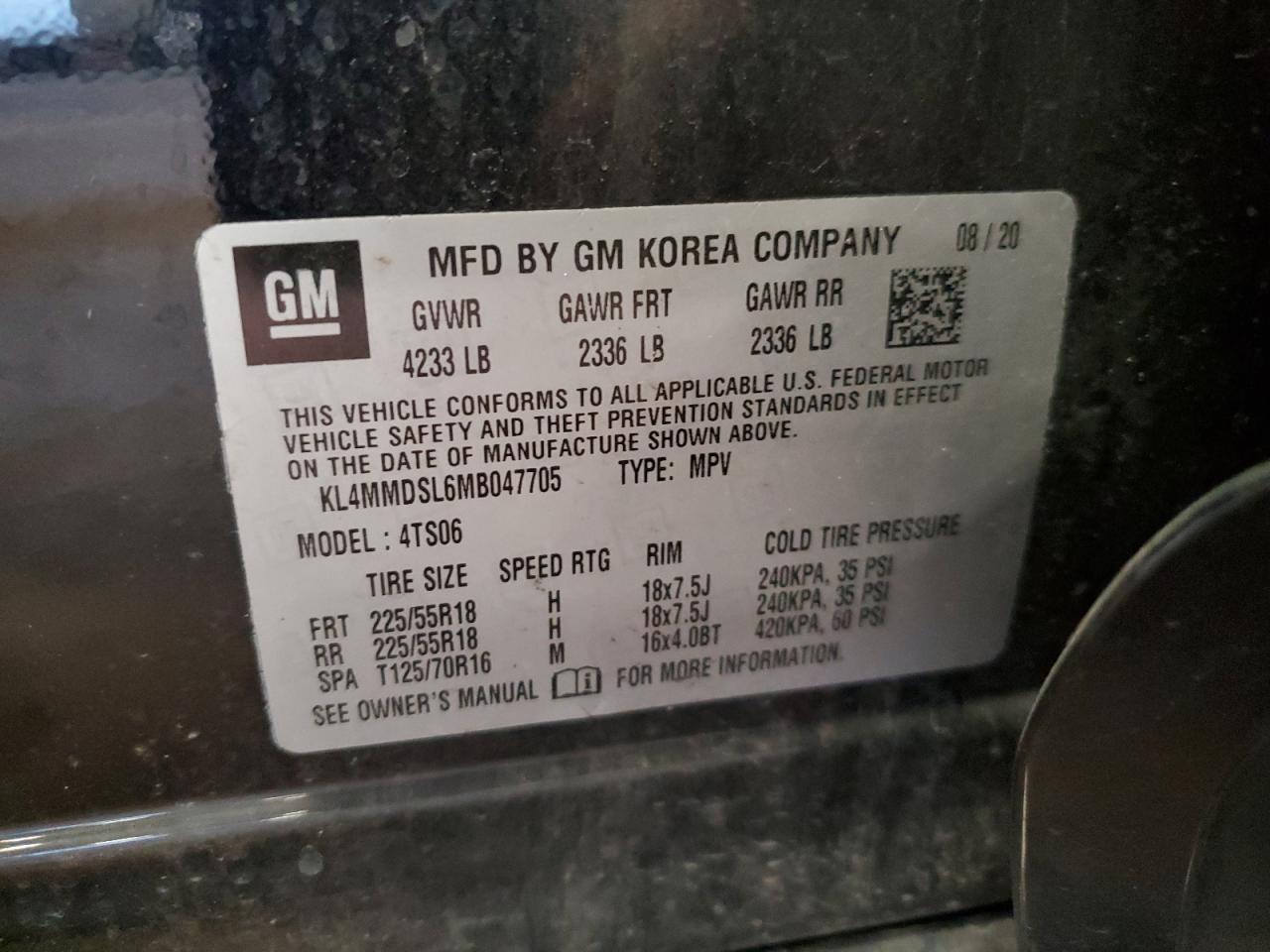 2021 Buick Encore Gx Select VIN: KL4MMDSL6MB047705 Lot: 86713345