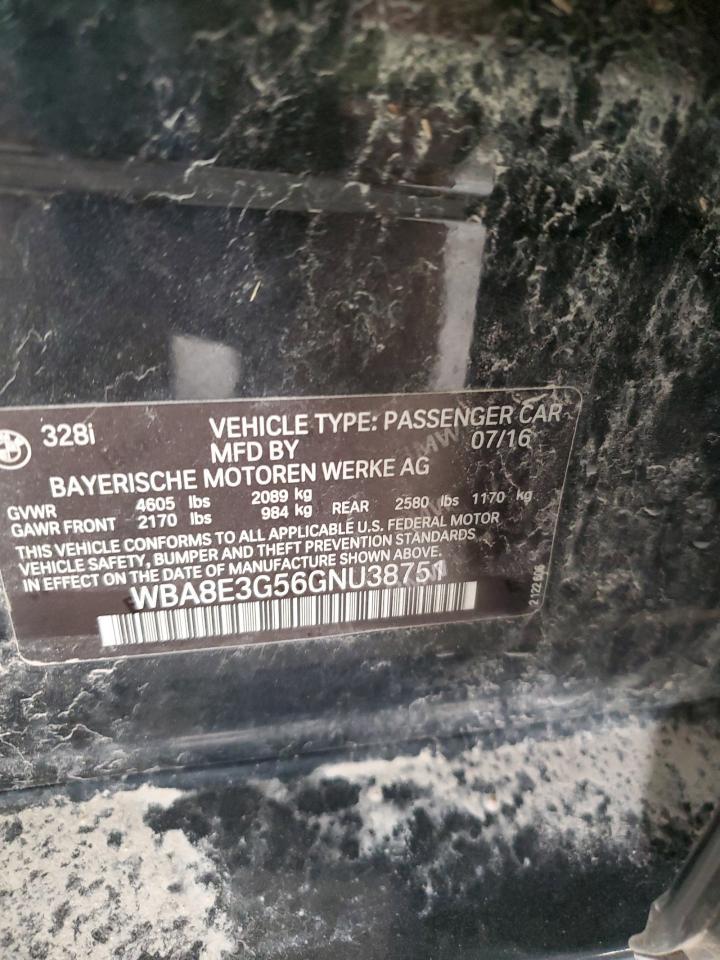 2016 BMW 328 Xi Sulev VIN: WBA8E3G56GNU38751 Lot: 90571765