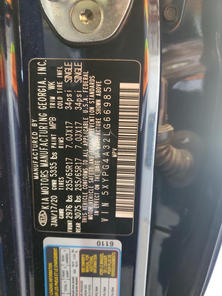 2020 Kia Sorento L VIN: 5XYPG4A32LG669850 Lot: 86136525