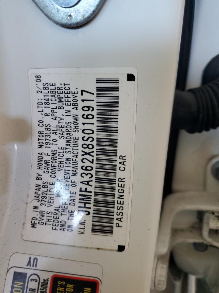 2008 Honda Civic Hybrid VIN: JHMFA362X8S016917 Lot: 85539215