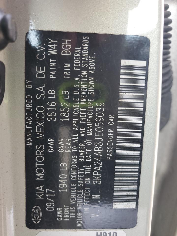 2018 Kia Rio Lx VIN: 3KPA24AB3JE059039 Lot: 85196185