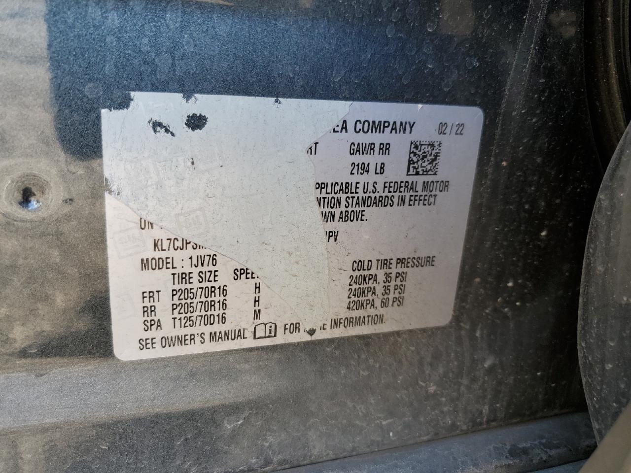 2022 Chevrolet Trax 1Lt VIN: KL7CJPSM3NB522357 Lot: 87457055