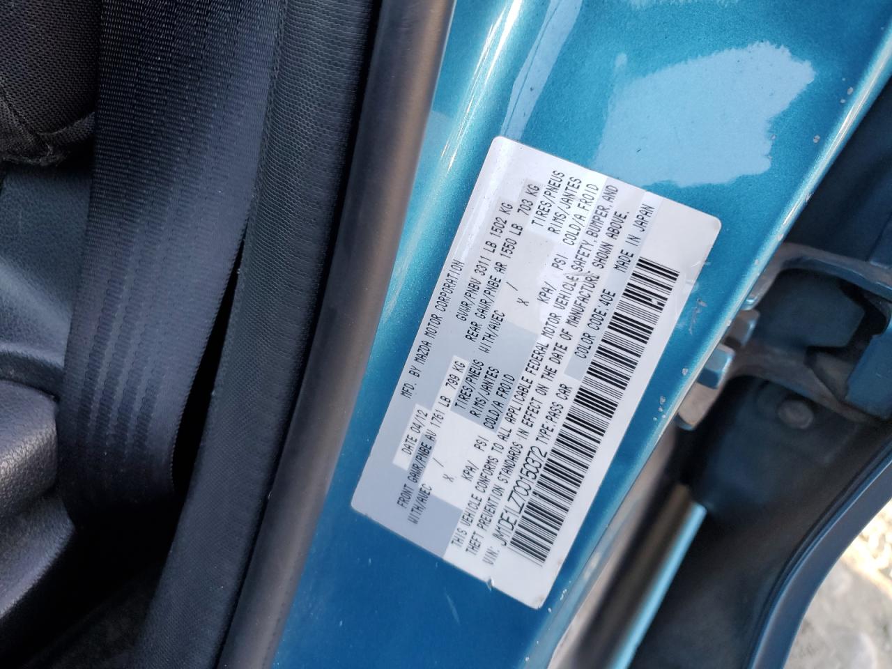 2012 Mazda Mazda2 VIN: JM1DE1LZ7C0150372 Lot: 87357905