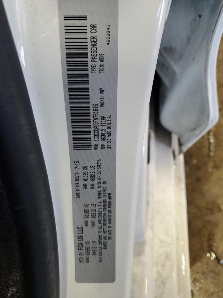 2015 Chrysler 200 Limited VIN: 1C3CCCAB3FN751616 Lot: 89737535