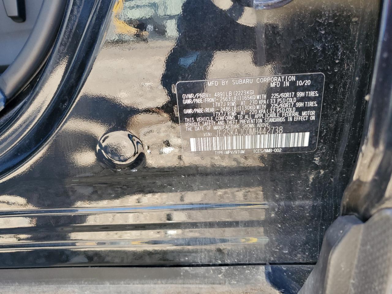 2021 Subaru Forester Premium VIN: JF2SKAJC0MH442738 Lot: 86089055