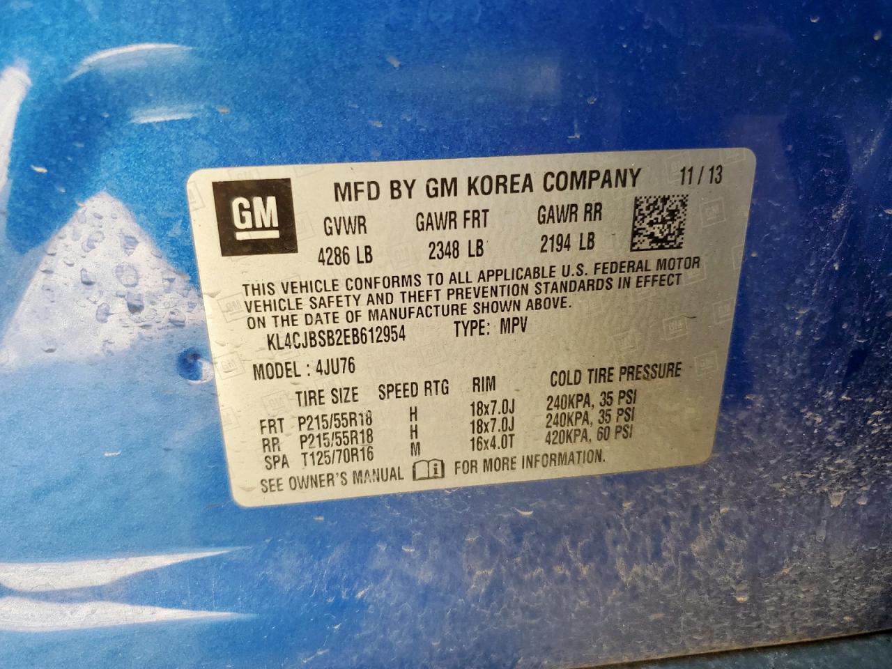 2014 Buick Encore Convenience VIN: KL4CJBSB2EB612954 Lot: 82203755