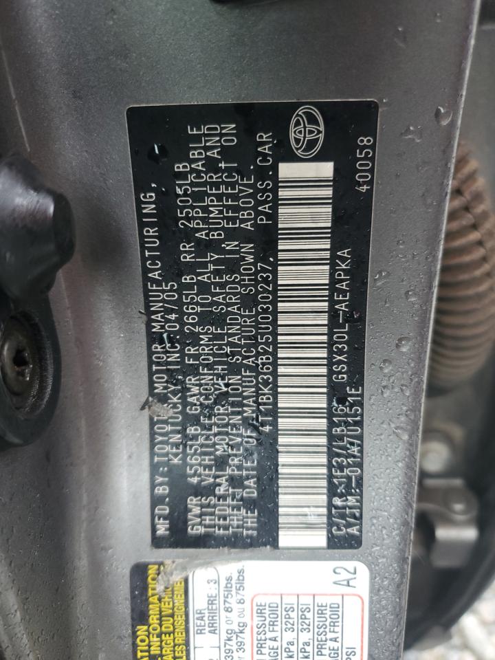 2005 Toyota Avalon Xl VIN: 4T1BK36B25U030237 Lot: 90302385