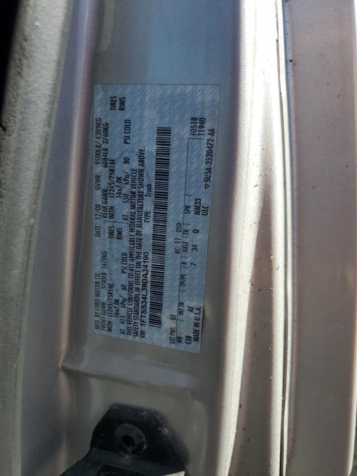 2009 Ford Econoline E350 Super Duty Van VIN: 1FTSS34L39DA34190 Lot: 85341525