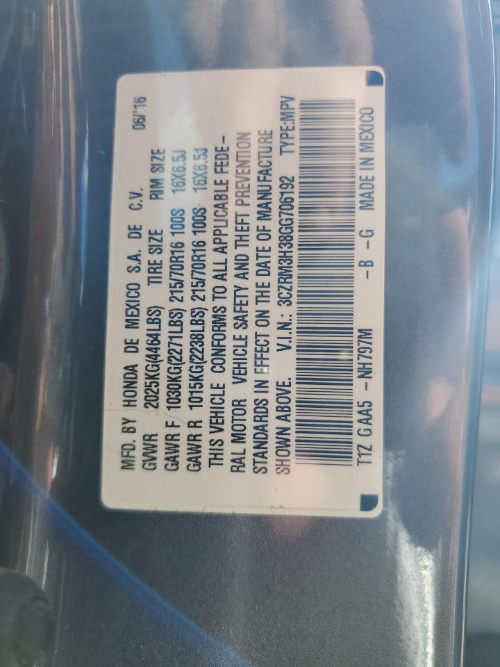 2016 Honda Cr-V Lx VIN: 3CZRM3H38GG706192 Lot: 84605165