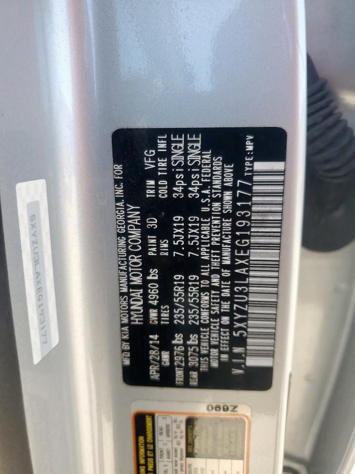 2014 Hyundai Santa Fe Sport VIN: 5XYZU3LAXEG193177 Lot: 85949035