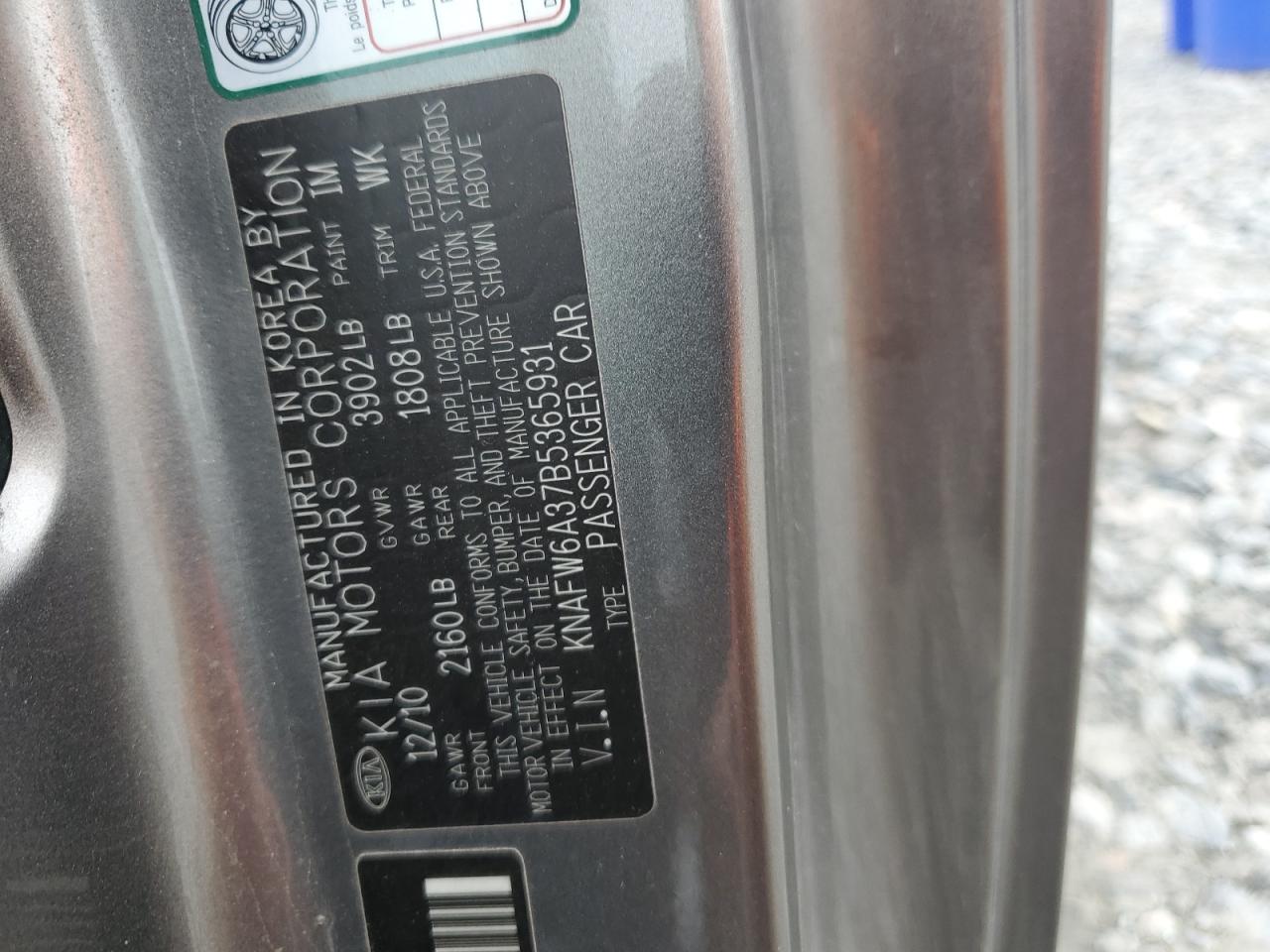 2011 Kia Forte Sx VIN: KNAFW6A37B5365931 Lot: 85730075