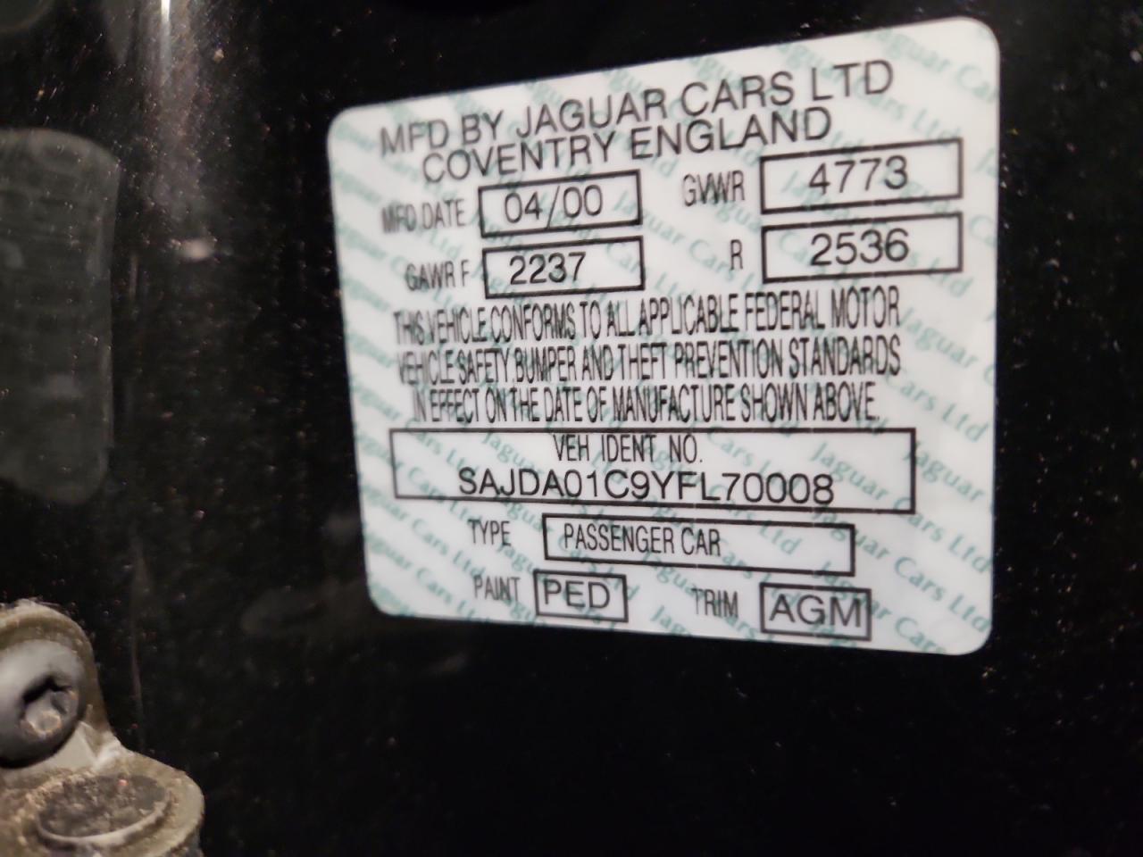 2000 Jaguar S-Type VIN: SAJDA01C9YFL70008 Lot: 90869175