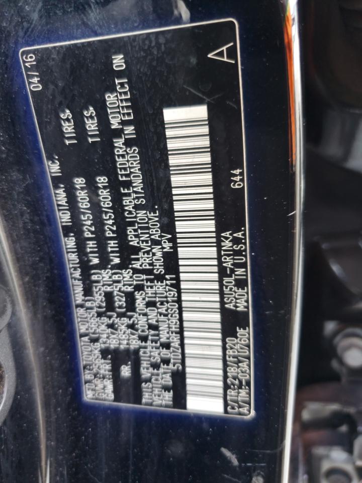 2016 Toyota Highlander Le VIN: 5TDZARFH9GS019711 Lot: 85581115