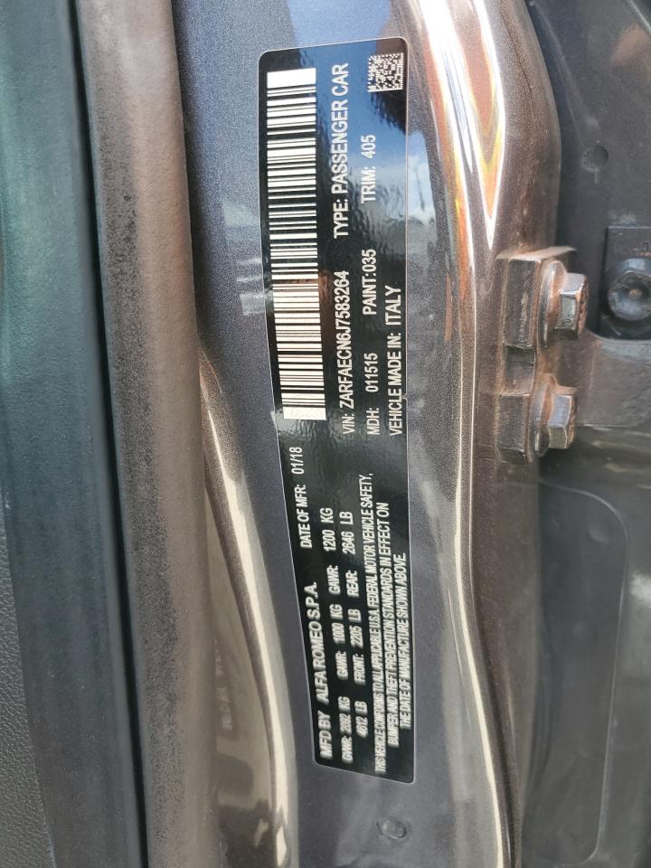 2018 Alfa Romeo Giulia Ti VIN: ZARFAECN6J7583264 Lot: 86291855