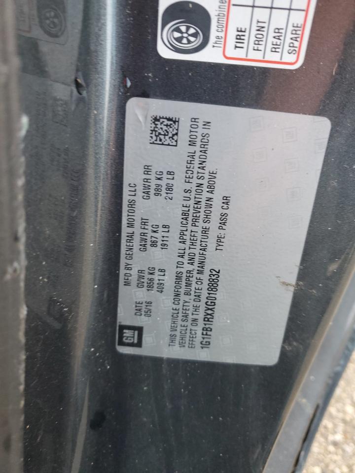 2016 Chevrolet Camaro Lt VIN: 1G1FB1RXXG0188832 Lot: 90094285