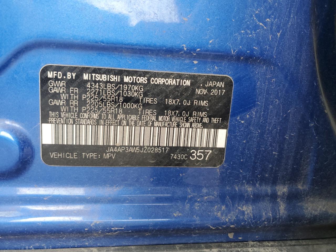 2018 Mitsubishi Outlander Sport Es VIN: JA4AP3AW5JZ028517 Lot: 84169775