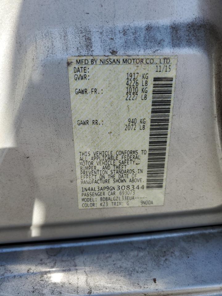 2016 Nissan Altima 2.5 VIN: 1N4AL3AP9GN308344 Lot: 85593495