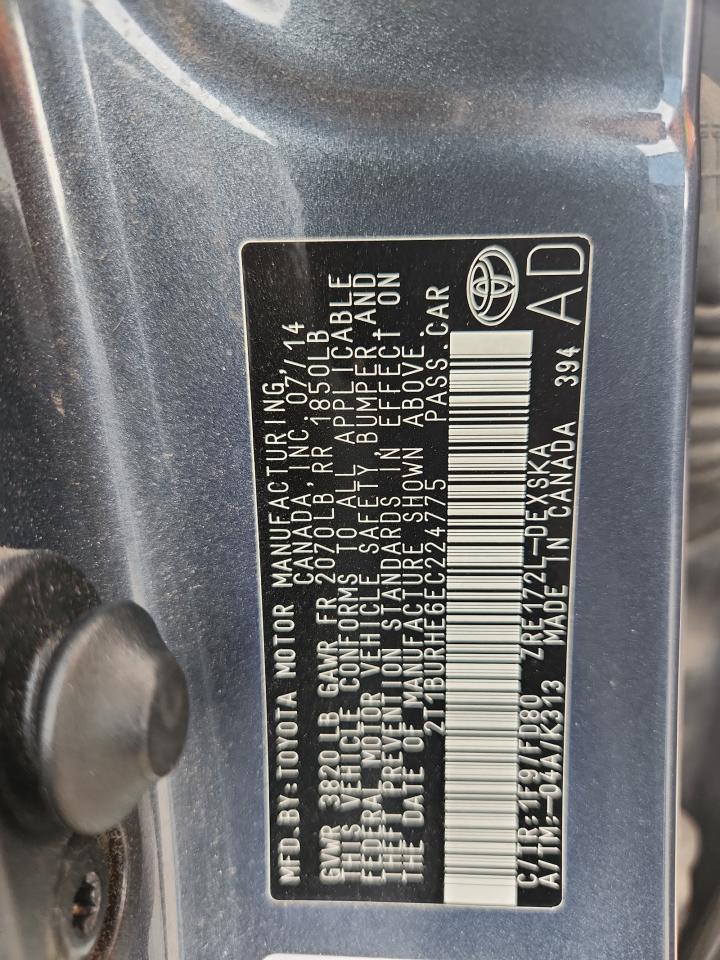 2014 Toyota Corolla L VIN: 2T1BURHE6EC224775 Lot: 85896115