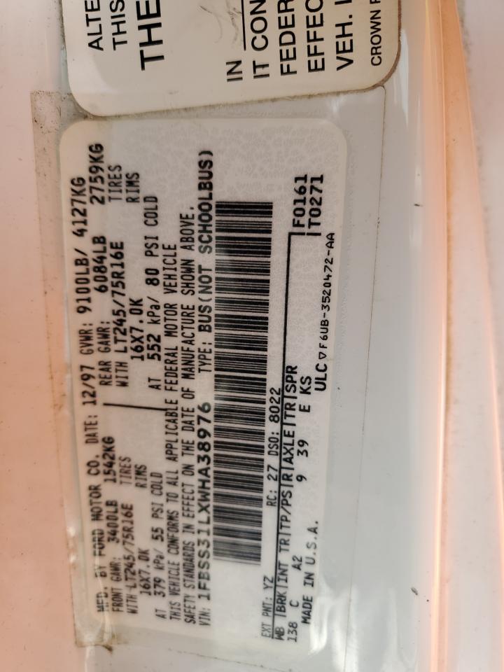 1998 Ford Econoline E350 Super Duty VIN: 1FBSS31LXWHA38976 Lot: 86250615