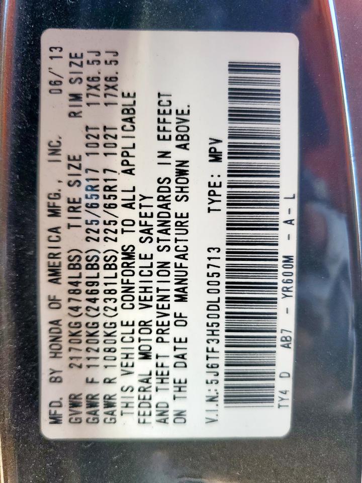 2013 Honda Crosstour Exl VIN: 5J6TF3H50DL005713 Lot: 82354945