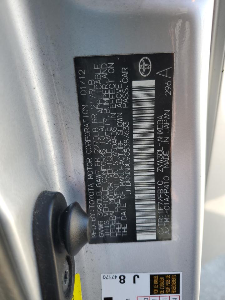 2012 Toyota Prius VIN: JTDKN3DU9C5387633 Lot: 85383995