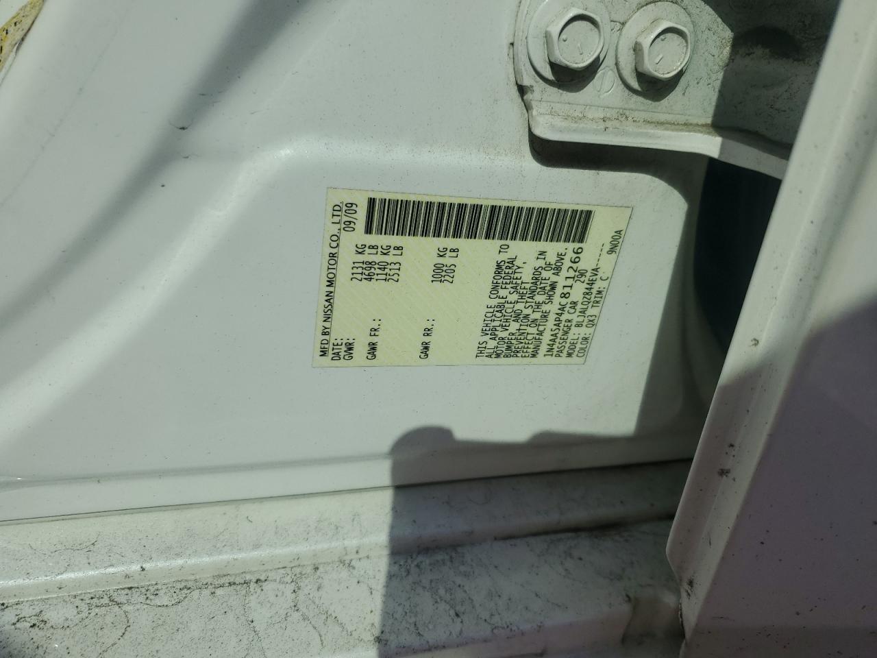 2010 Nissan Maxima S VIN: 1N4AA5AP4AC811266 Lot: 86262775