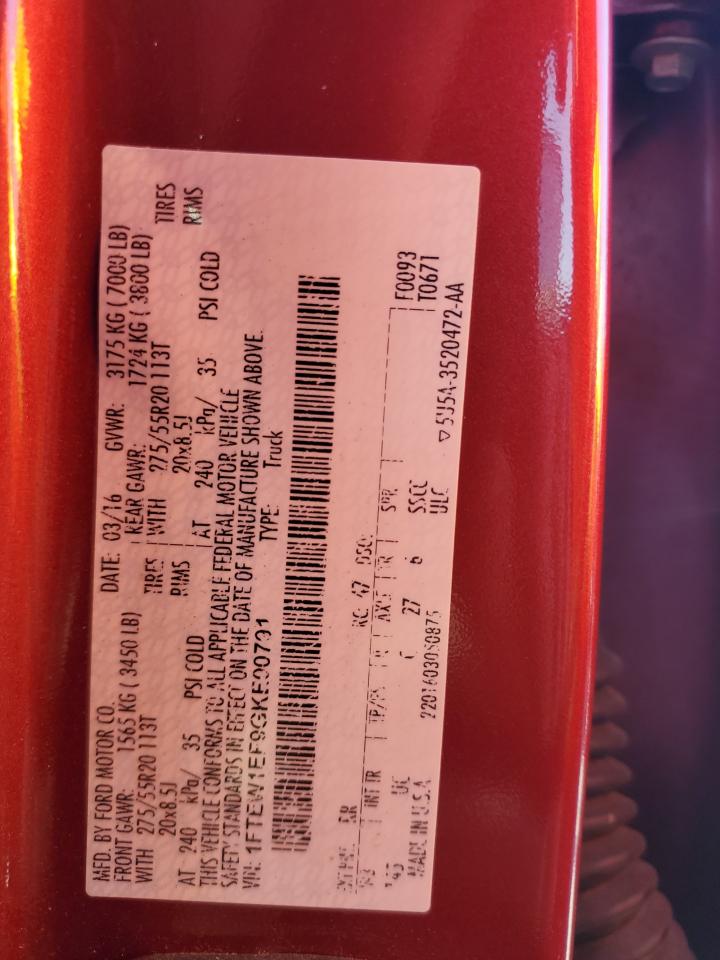 2016 Ford F150 Supercrew VIN: 1FTEW1EF9GKE00791 Lot: 87068315