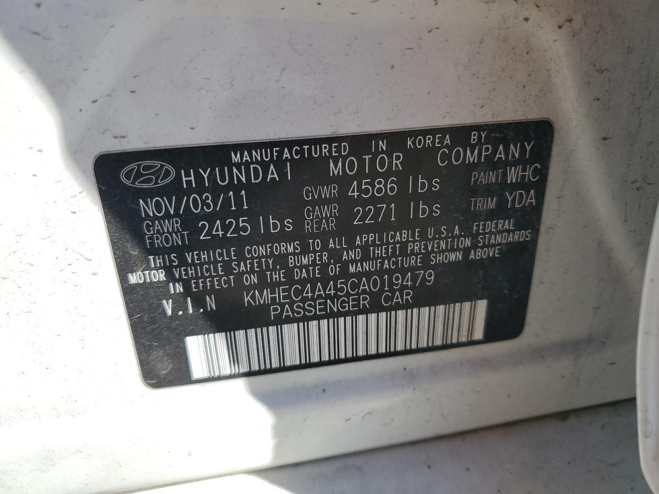 2012 Hyundai Sonata Hybrid VIN: KMHEC4A45CA019479 Lot: 82331735