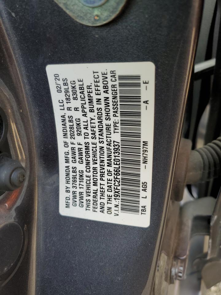 2020 Honda Civic Lx VIN: 19XFC2F66LE013937 Lot: 85477315