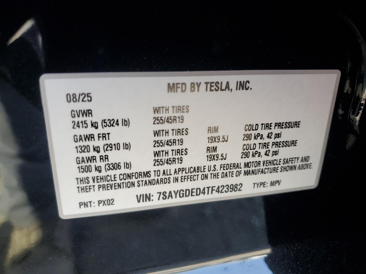 2026 Tesla Model Y VIN: 7SAYGDED4TF423982 Lot: 84398895