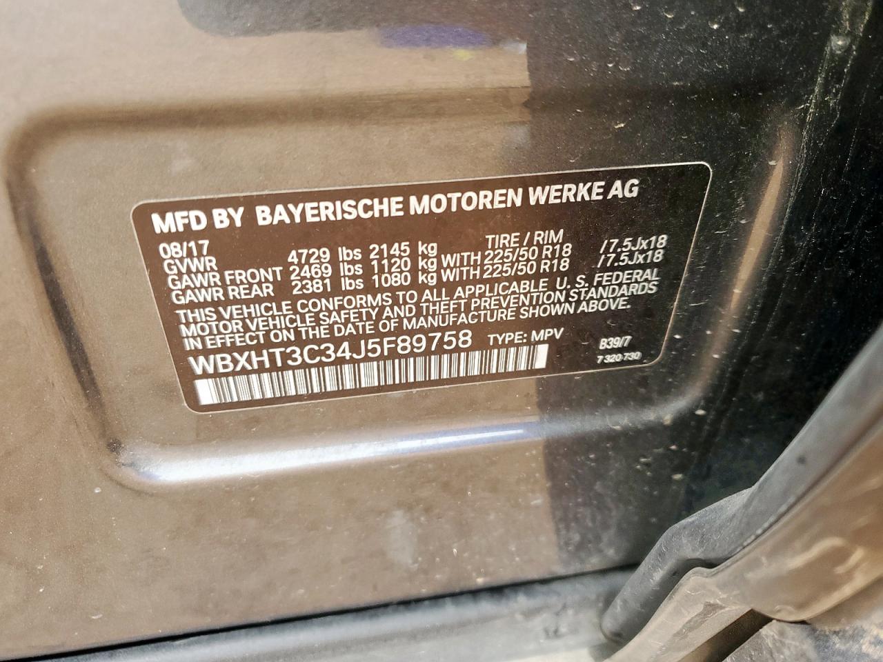 2018 BMW X1 xDrive28I VIN: WBXHT3C34J5F89758 Lot: 82382465