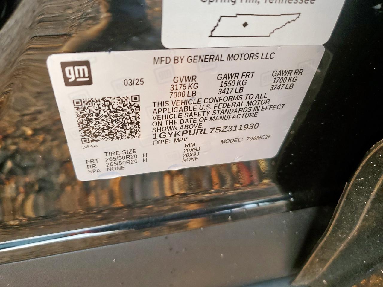 2025 Cadillac Lyriq Sport VIN: 1GYKPURL7SZ311930 Lot: 85406165