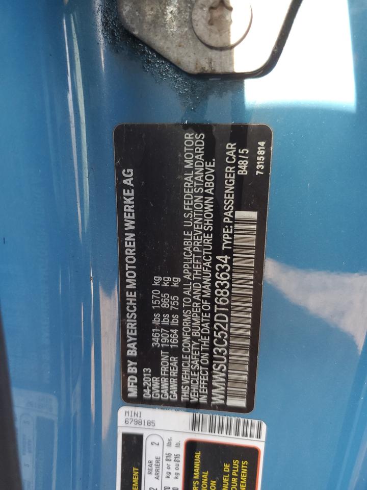 2013 Mini Cooper VIN: WMWSU3C52DT683634 Lot: 87452925