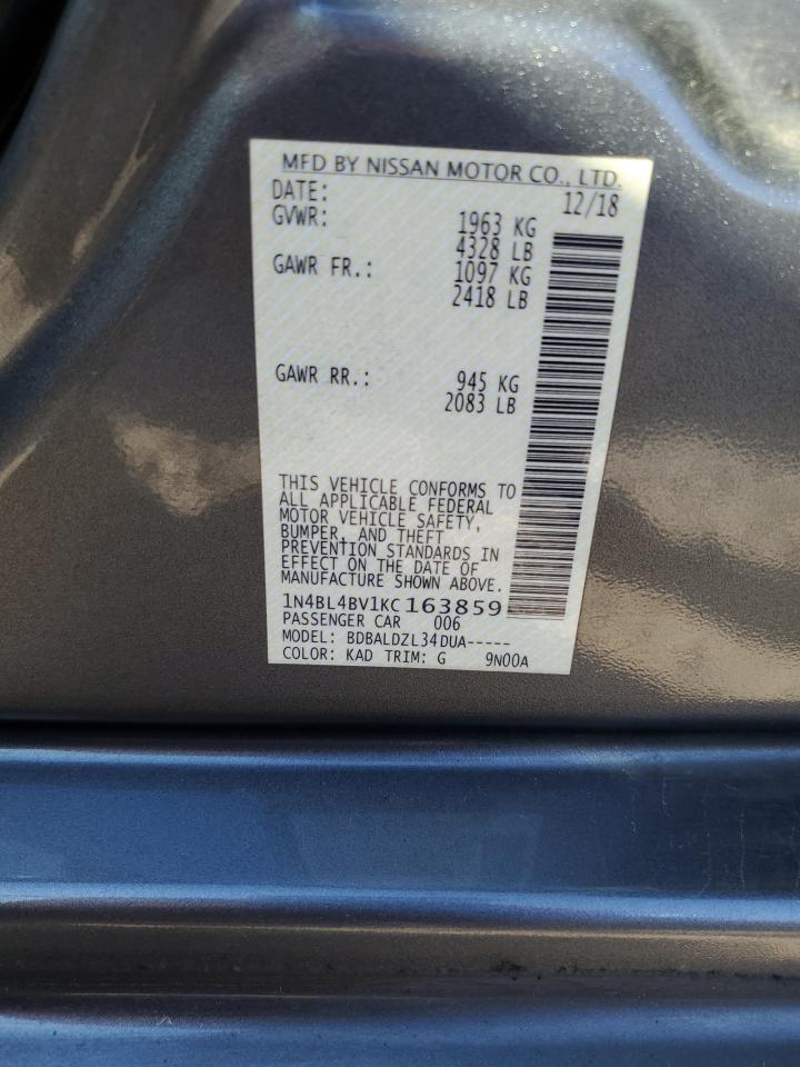 2019 Nissan Altima S VIN: 1N4BL4BV1KC163859 Lot: 85844645