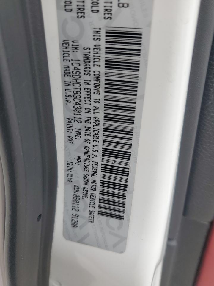 2016 Dodge Durango R/T VIN: 1C4SDHCT8GC430112 Lot: 85842015