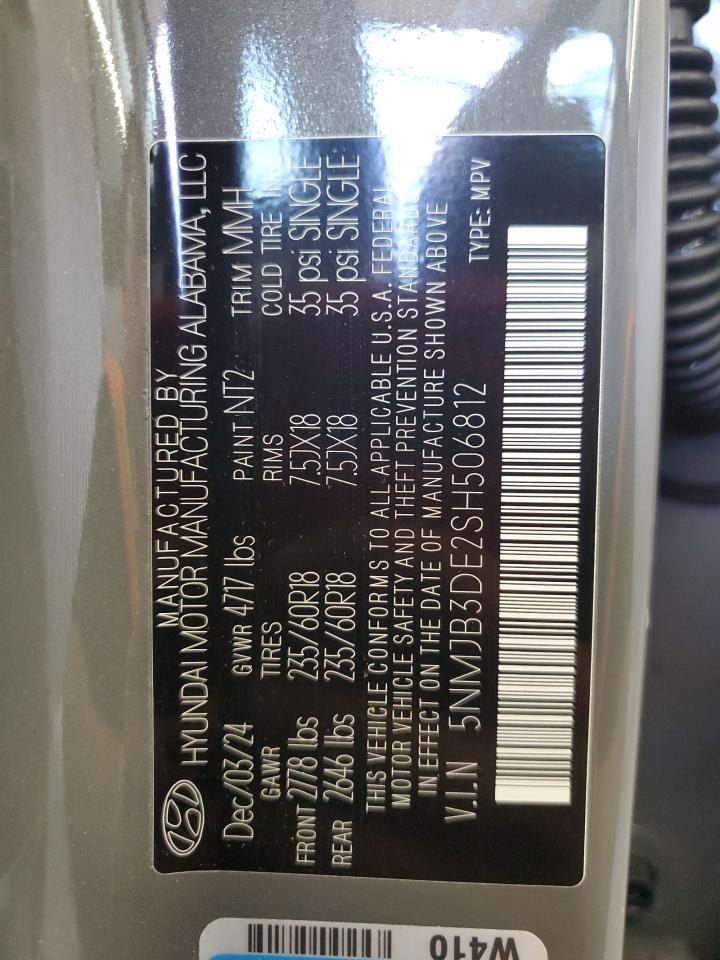 2025 Hyundai Tucson Sel VIN: 5NMJB3DE2SH506812 Lot: 87091095