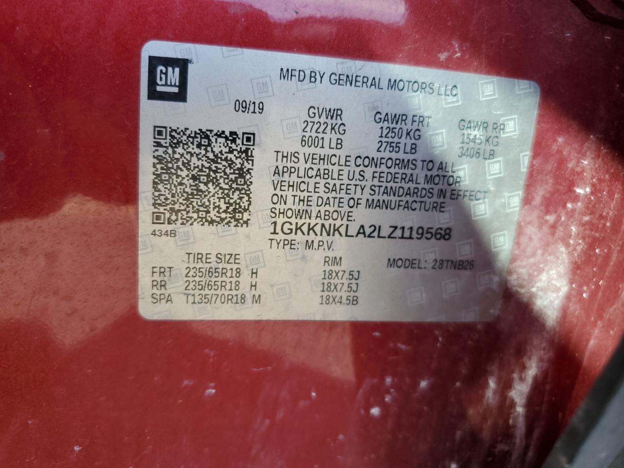 2020 GMC Acadia Sle VIN: 1GKKNKLA2LZ119568 Lot: 82452765