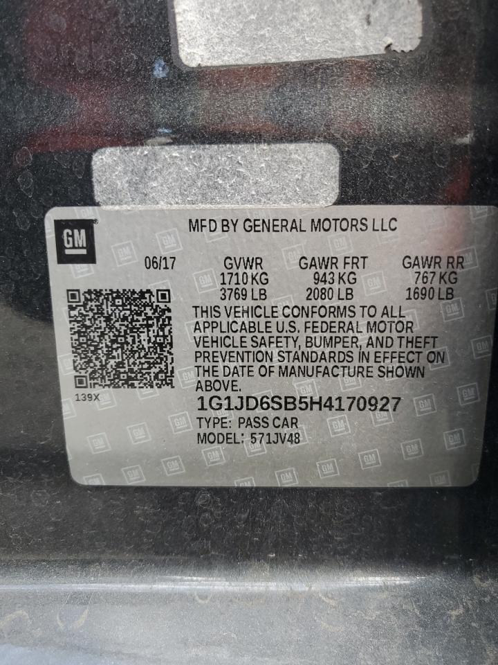 2017 Chevrolet Sonic Lt VIN: 1G1JD6SB5H4170927 Lot: 85540045