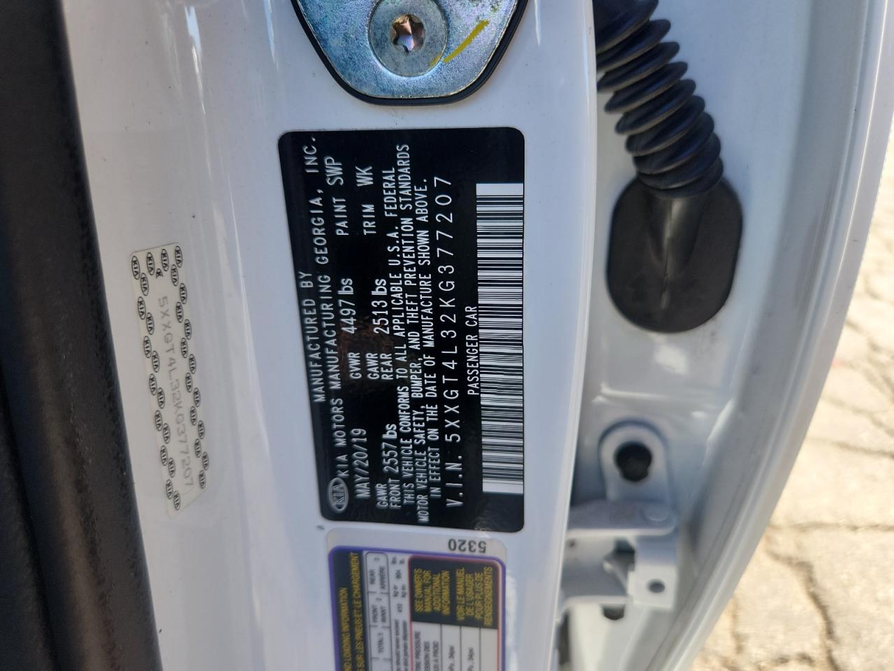 2019 Kia Optima Lx VIN: 5XXGT4L32KG377207 Lot: 86514585