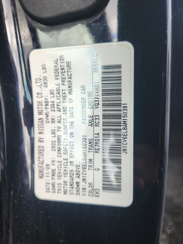 2010 Infiniti G37 VIN: JN1CV6EL8AM150391 Lot: 90242275