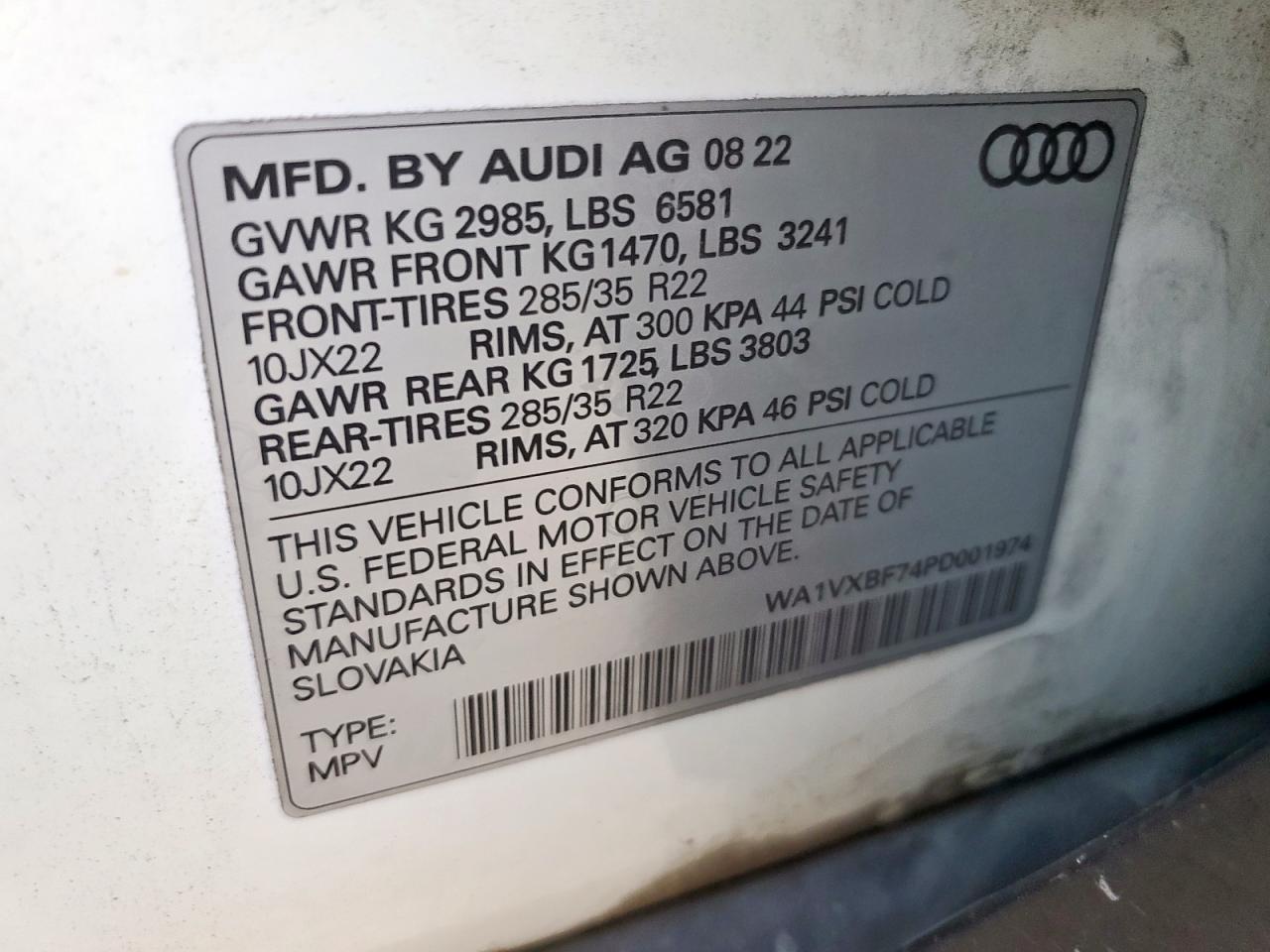 2023 Audi Q7 Prestige VIN: WA1VXBF74PD001974 Lot: 89537325